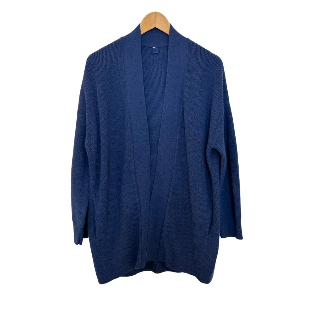 Lululemon Merino Wool-Blend Ribbed Long Wrap Sweater, Psychic Royal Blue, Size 8 - Picture 2 of 8